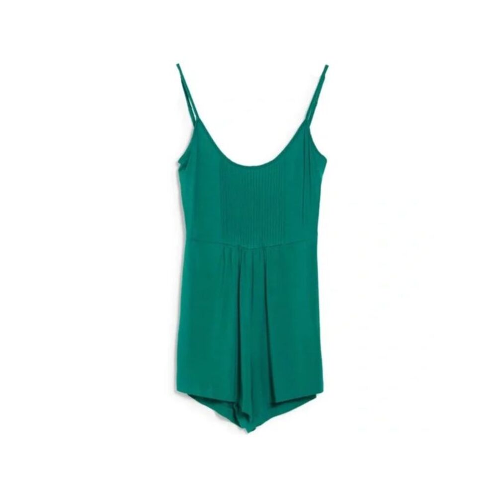 CALVIN KLEIN Womens Green Bib Adjustable St Spaghetti Strap Scoop Neck Romper 12